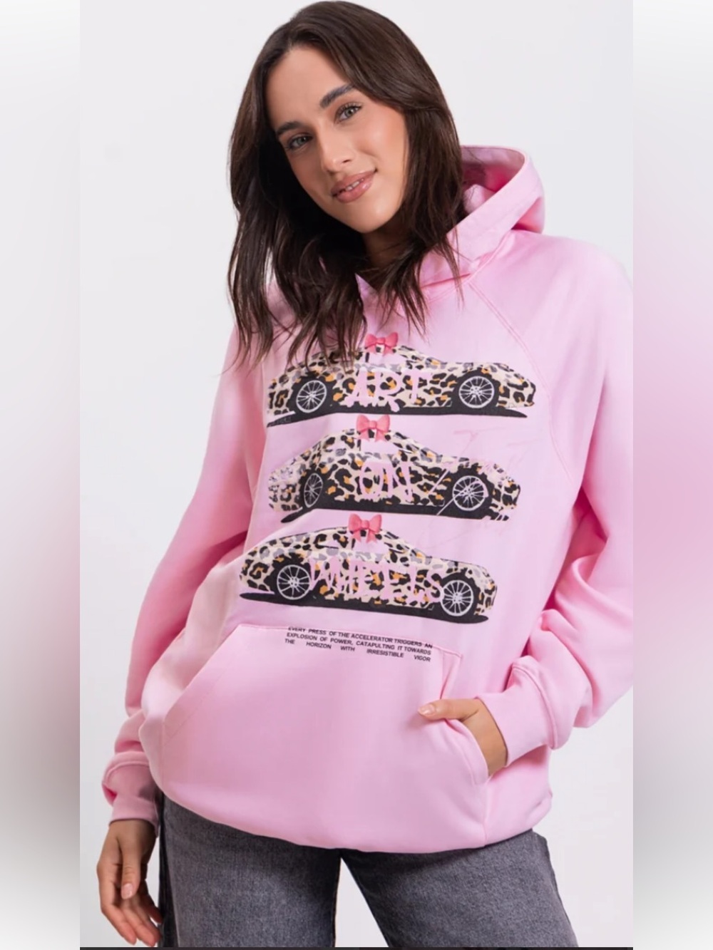 Coquette Hoodie with Leopard Car Print